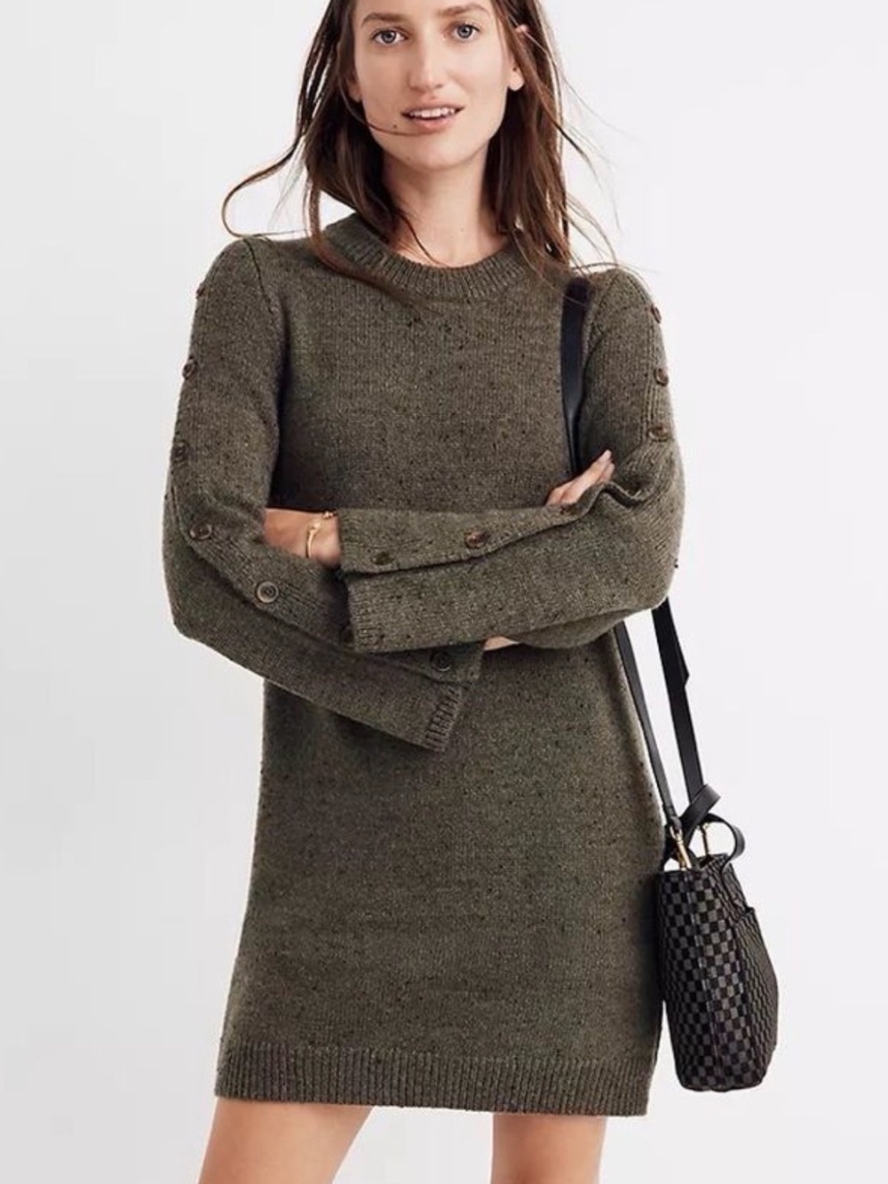 MADEWELL Donegal Button-Sleeve sweater Dress